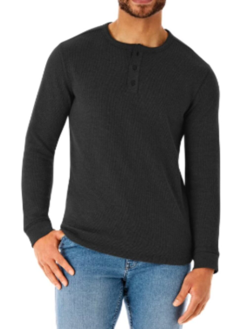 Member's Mark Men's Thermal Henley Black Medium